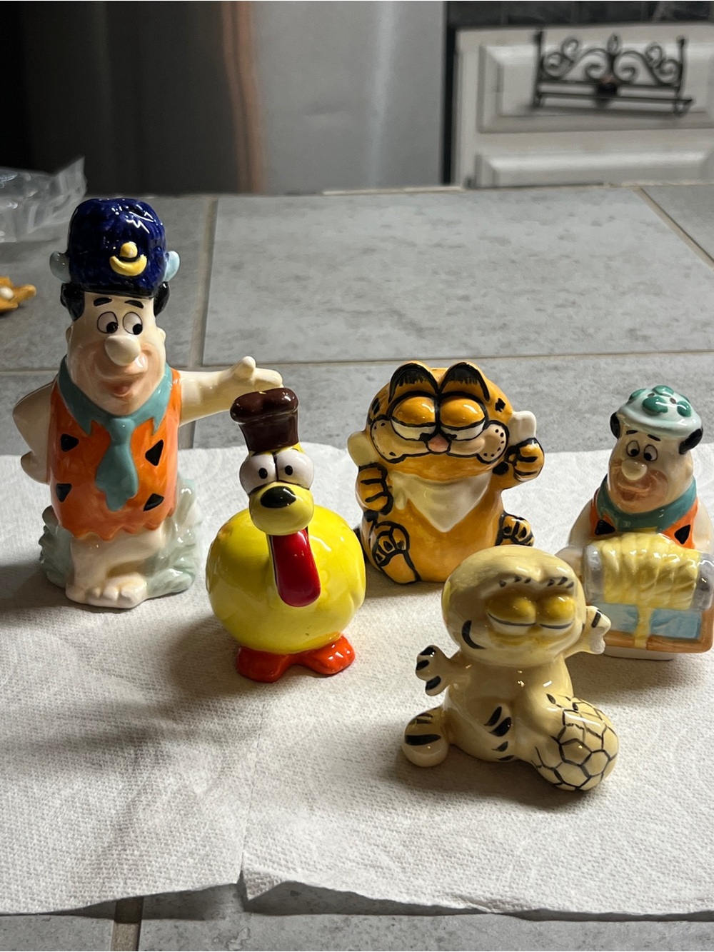Collection Ceramic Set 4 salt and pepper Pedro picapiedra Garfield and friends